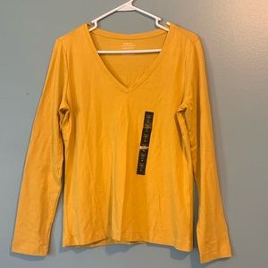 Timeless V- Neck T- Shirt- Mustard